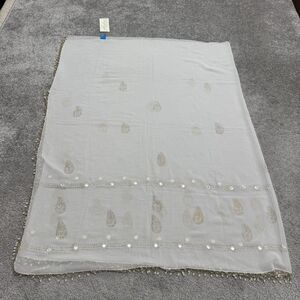 Surface Beaded Sarong Swim Cover Up Womens One Size White Paisley Embellished